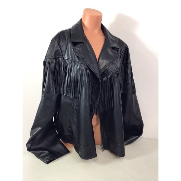 Torrid Faux Leather Jacket Coat Fringe Detail Womens 4X New - Picture 7 of 10